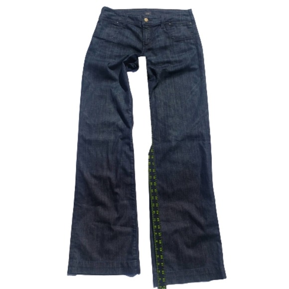 Jeans Wide Leg Dark Wash Low Waist Birkin Stretch Embroidered COH 28 - Picture 9 of 16